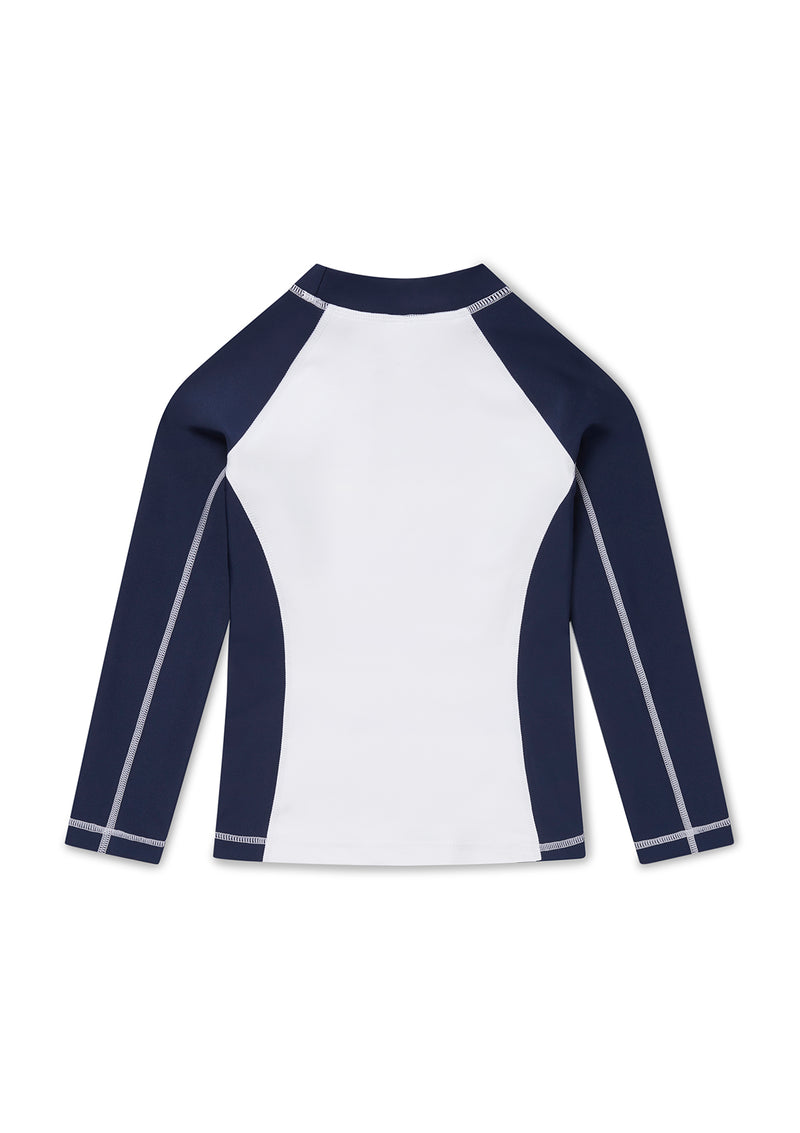 Boardies® Kids SS22 Classic White and Navy Rash Guard