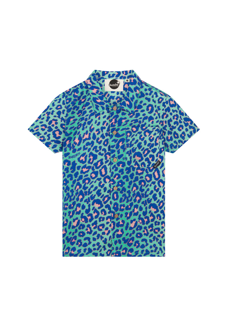 Boardies® Kids Lime Leopard Collar Shirt