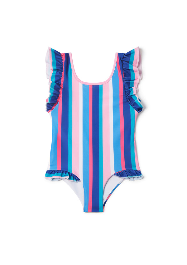 Sundown Stripe Ruffle Swimsuit